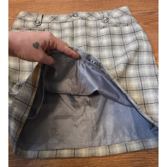 Eddie Bauer Mini Skirt Sz 10 Wool Gray Plaid Lined Preppy Academia School Girl - Picture 7 of 11